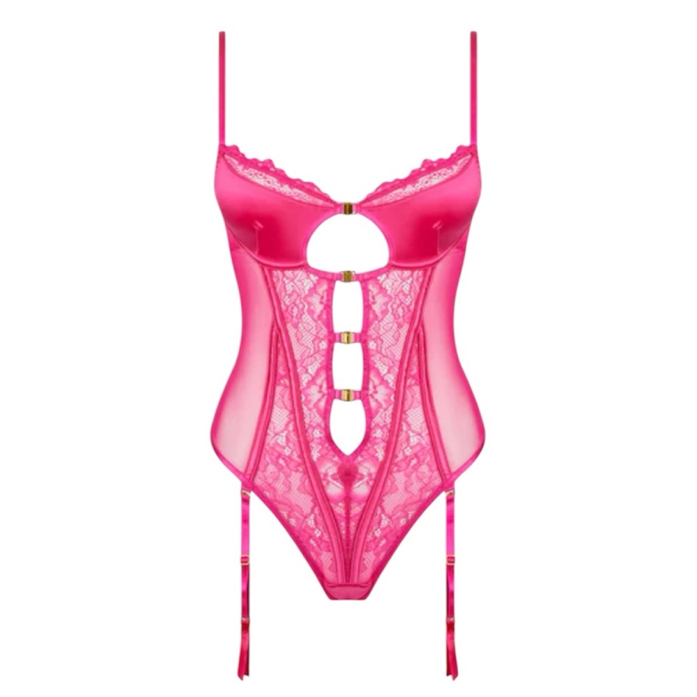 Lace Wireless Teddy With Garters